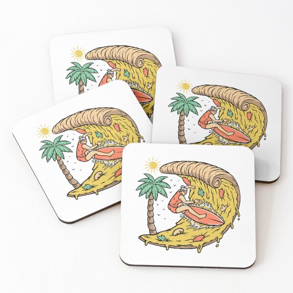 Item preview, People Are Surfing the Pizza Waves – Funny Surreal Pizza Surfing Design designed and sold by gunaone-design.