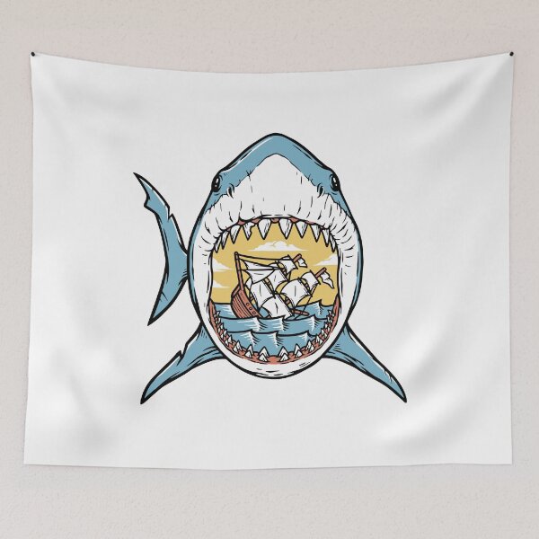 Item preview, Ships Sink in the Mouth of the Shark – Surreal Ocean Adventure Design designed and sold by gunaone-design.