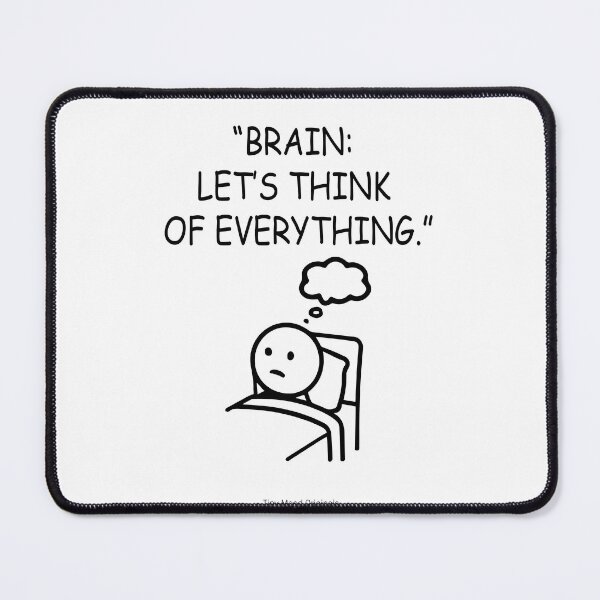 Item preview, Minimalist Stick Figure Thinking in Bed – Late Night Thoughts Art designed and sold by eivicraft.