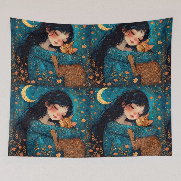 Item preview, Beautiful girl with a cat. designed and sold by Natalia-Vlad.