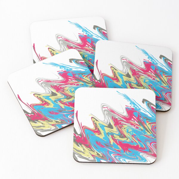 Item preview, Colorful and cheerful “Fluid Chaos” – Abstract artwork in cyan, magenta, yellow & grey designed and sold by Susanna Schorr.