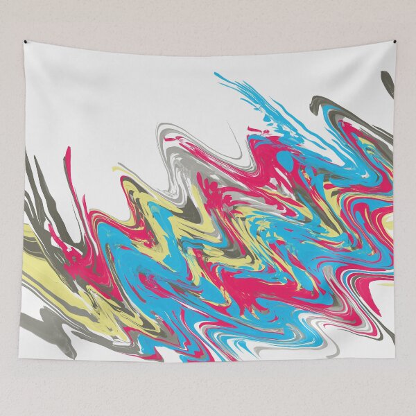 Item preview, Colorful and cheerful “Fluid Chaos” – Abstract artwork in cyan, magenta, yellow & grey designed and sold by Susanna Schorr.