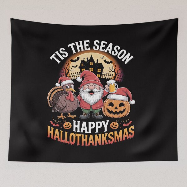 Item preview, Happy Hallothanksmas Halloween Thanksgiving Merry Christmas designed and sold by CareTopping.
