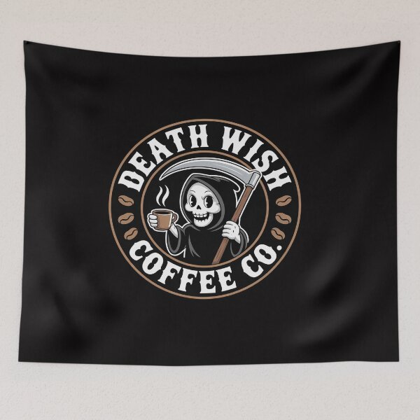 Item preview, Halloween Grim Reaper Drinking Coffee Death Wish Coffee Co designed and sold by CareTopping.
