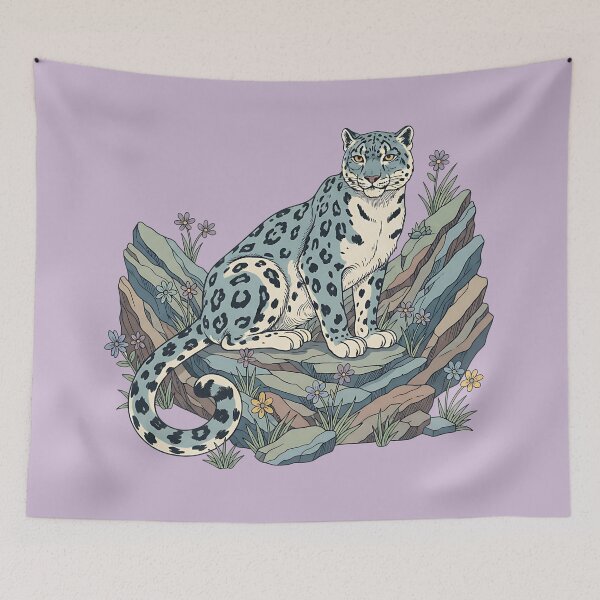 Item preview, Snow Leopard Resting in Alpine Blooms designed and sold by BirdsnStuff.
