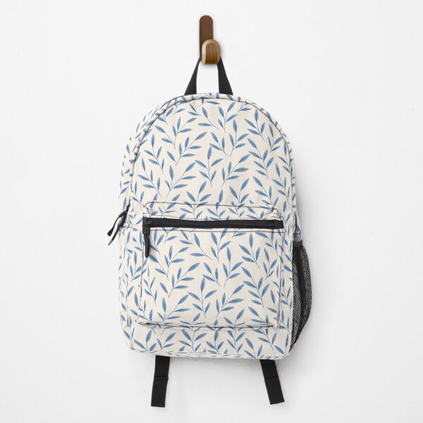Item preview, blue and beige small foliage pattern  designed and sold by FatBirdie.