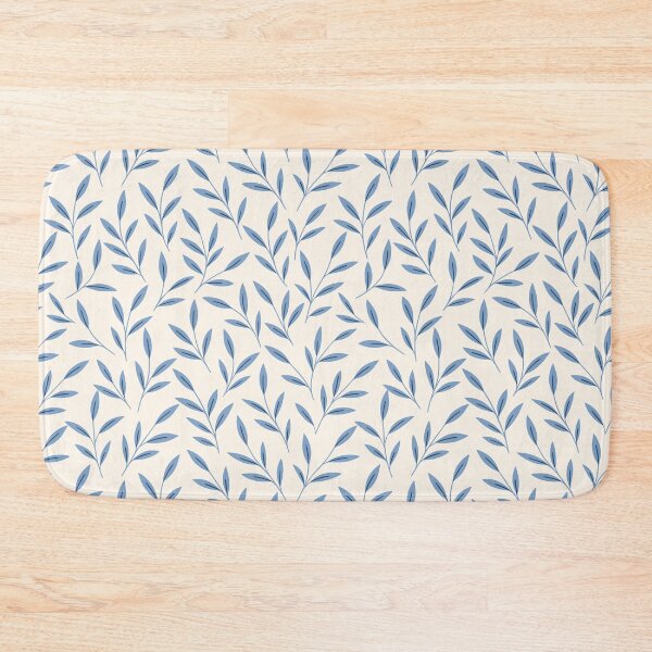 Item preview, blue and beige small foliage pattern  designed and sold by FatBirdie.