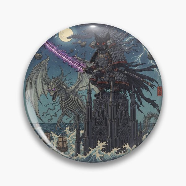 Item preview, cat samurai gothic designed and sold by CatLadystore.