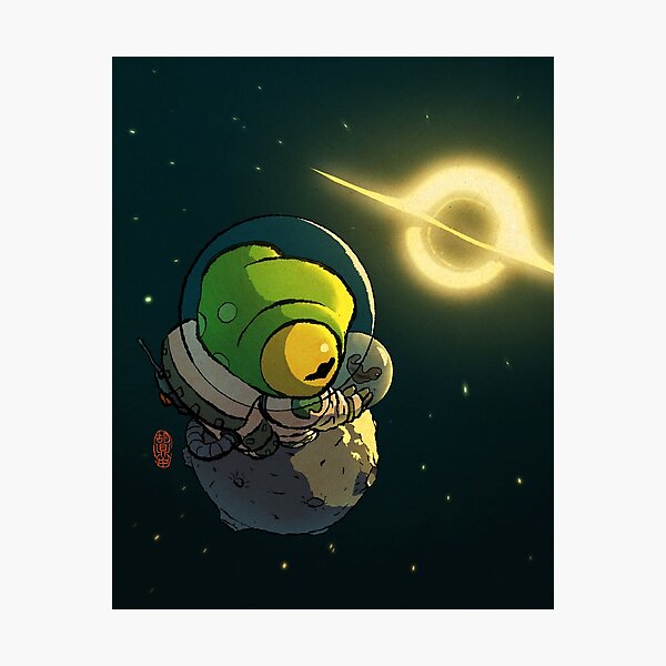 Item preview, Astronaut Frog Near Black Hole – Cute Space Explorer Amphibian Art designed and sold by DingHuArt.