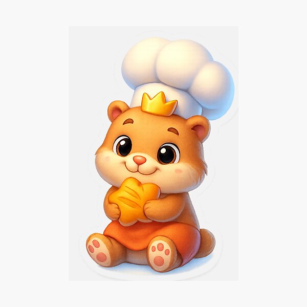 Item preview, Hamster Baker Sticker –Kawaii Cute Chef Hamster Holding Bread, Pastel 3D Plush Style, Adorable Animal Character Illustration designed and sold by RedStudioPRO872.