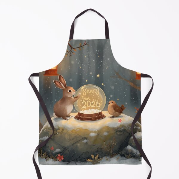 Item preview, Whimsical Rabbit and Bird New Year 2026 Snowglobe Scene designed and sold by WildlifeWhimsy.