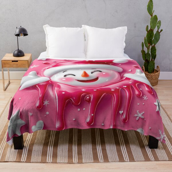 Item preview, Cute Christmas Pink Snowman Design – Cozy Winter Holiday Design | Holiday Home Decor designed and sold by BearBrushDesign.