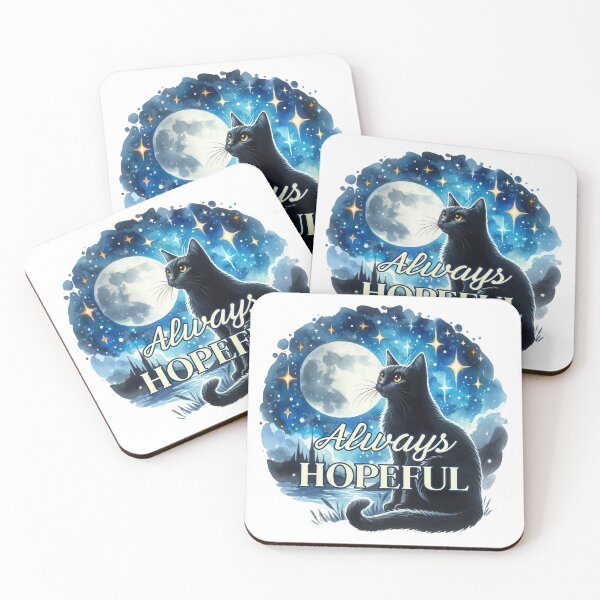 Item preview, Always Hopeful Black Cat | Moonlit Night Illustration designed and sold by HopefulAddie.
