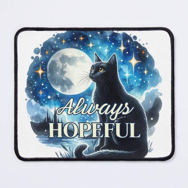 Item preview, Always Hopeful Black Cat | Moonlit Night Illustration designed and sold by HopefulAddie.