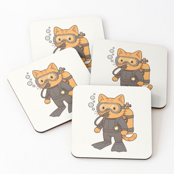 Item preview, Scuba Diver Cat – Cute Cartoon Ocean Explorer designed and sold by HoopeStylee.