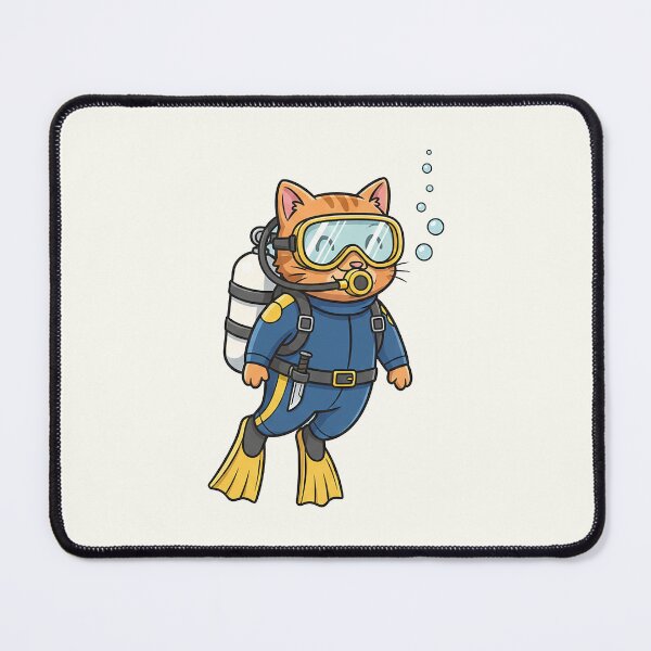 Item preview, Scuba Diver Cat – Cute Cartoon Ocean Explorer designed and sold by HoopeStylee.
