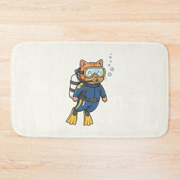 Item preview, Scuba Diver Cat – Cute Cartoon Ocean Explorer designed and sold by HoopeStylee.
