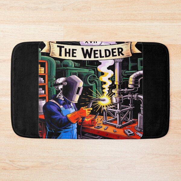 Item preview, the welder welding tarot card skeleton funny metal worker t-shirt designed and sold by GhoulishGaze.