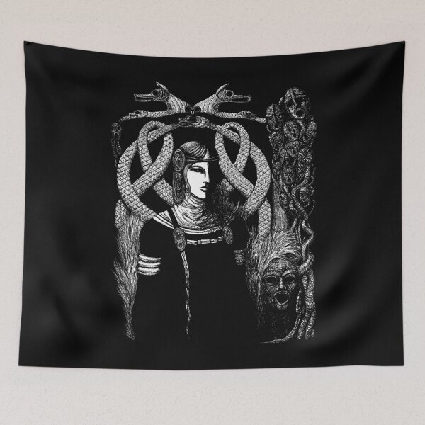 Item preview, Hel in Black - white print for dark background designed and sold by Sirielle Art.