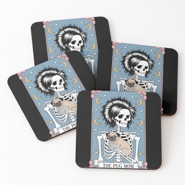 Item preview, Skeleton Halloween Pug Mom Tarot Card Witchy Vibes designed and sold by EntroRhim.