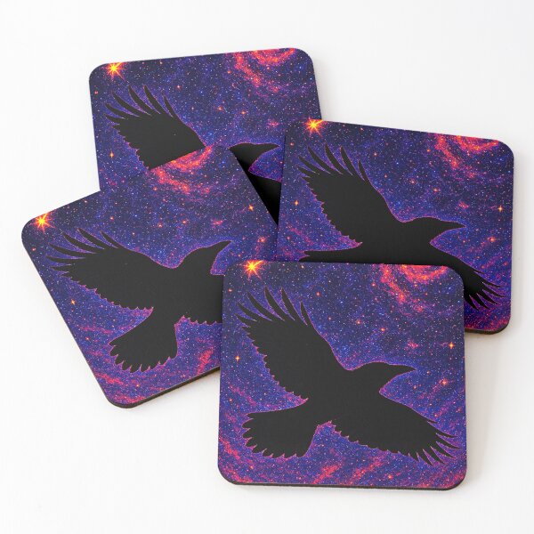 Item preview, Silhouette Crow Soaring Through Cosmic Galaxy Sky designed and sold by Expl0rer.