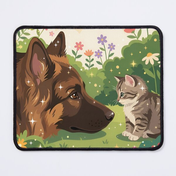 Item preview, Love at First Sight: Adult Shepherd Dog and Kitten designed and sold by Ciervo Primavera.