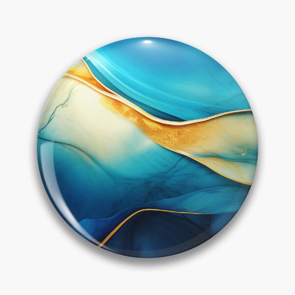 Item preview, Blue And Aqua Marbled Abstract With Golden Accents designed and sold by DEC02.