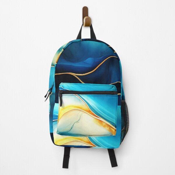 Item preview, Blue And Aqua Marbled Abstract With Golden Accents designed and sold by DEC02.