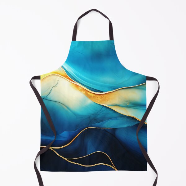 Item preview, Blue And Aqua Marbled Abstract With Golden Accents designed and sold by DEC02.