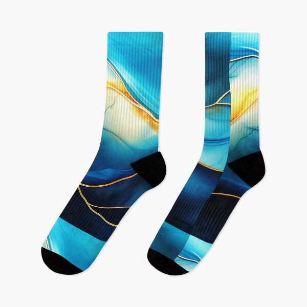 Item preview, Blue And Aqua Marbled Abstract With Golden Accents designed and sold by DEC02.