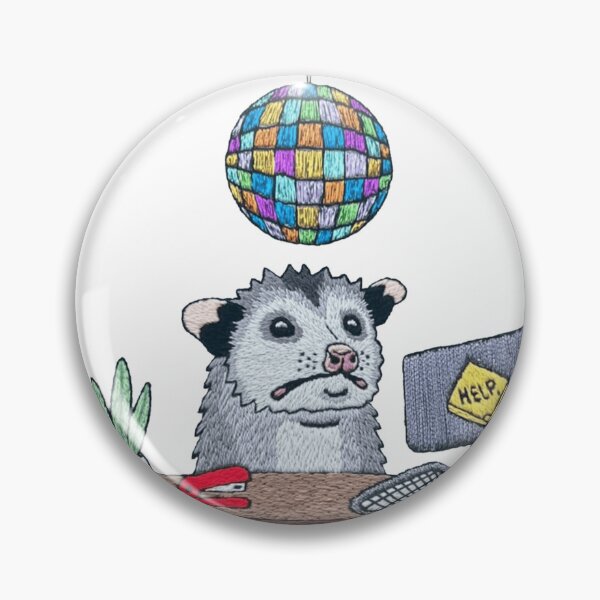 Item preview, Panic at the Desk-o-Possum | Disco Ball Opossum Funny Embroidery Art designed and sold by JossDesign15.
