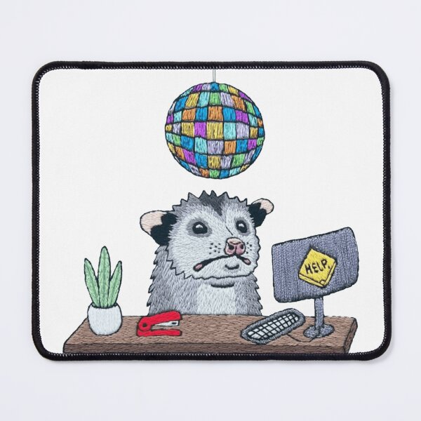 Item preview, Panic at the Desk-o-Possum | Disco Ball Opossum Funny Embroidery Art designed and sold by JossDesign15.