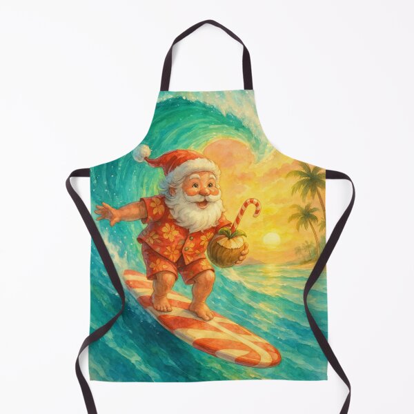 Item preview, Surfing Santa at Sunset – Tropical Christmas Wave Rider designed and sold by printedartgoods.