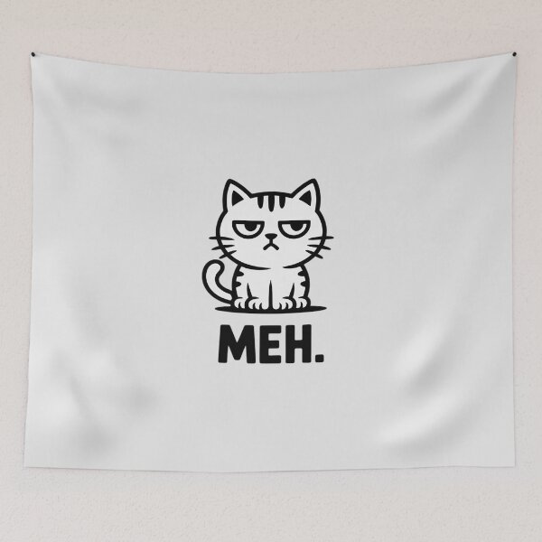 Item preview, Cat Meh Grumpy Kitty Sarcastic Joke designed and sold by ShelFisher.