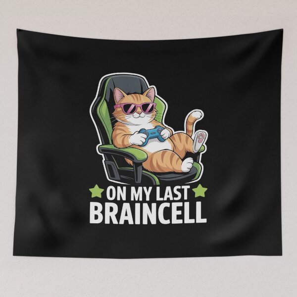 Item preview, Cat Playing Video Games Gaming On My Last Braincell designed and sold by ShelFisher.