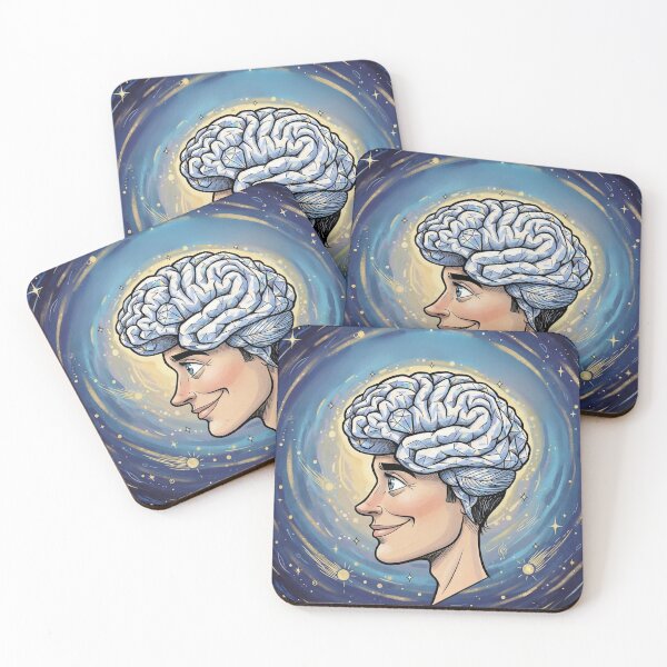 Item preview, Side Profile Man Diamond Brain Galaxy Illustration designed and sold by Doblash.