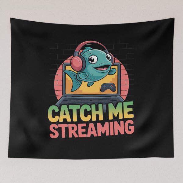 Item preview, Catch Me Streaming Fish Gamer Headphone designed and sold by ShelFisher.