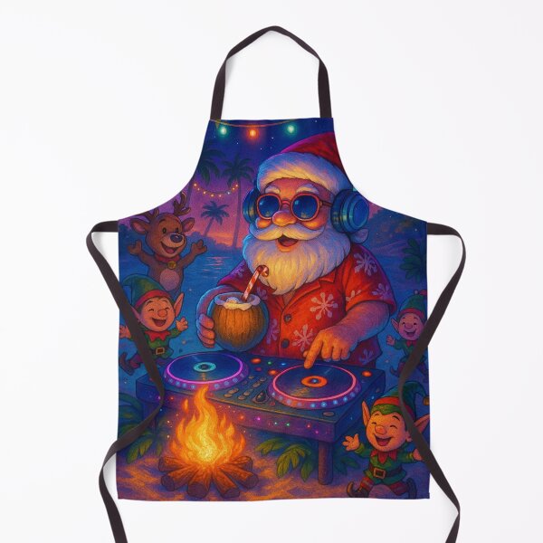 Item preview, DJ Santa Tropical Beach Party – Festive Nighttime Celebration designed and sold by printedartgoods.