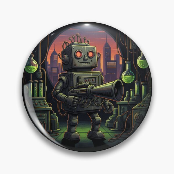 Item preview, Retro-Bot Lab Steampunk Robot City Sunset designed and sold by MartinxMarie.