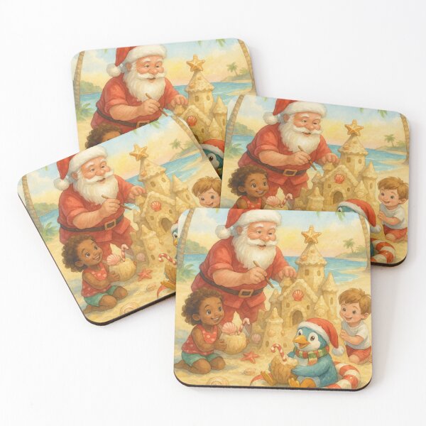 Item preview, Santa’s Holiday Sandcastle – Tropical Christmas with Kids designed and sold by printedartgoods.