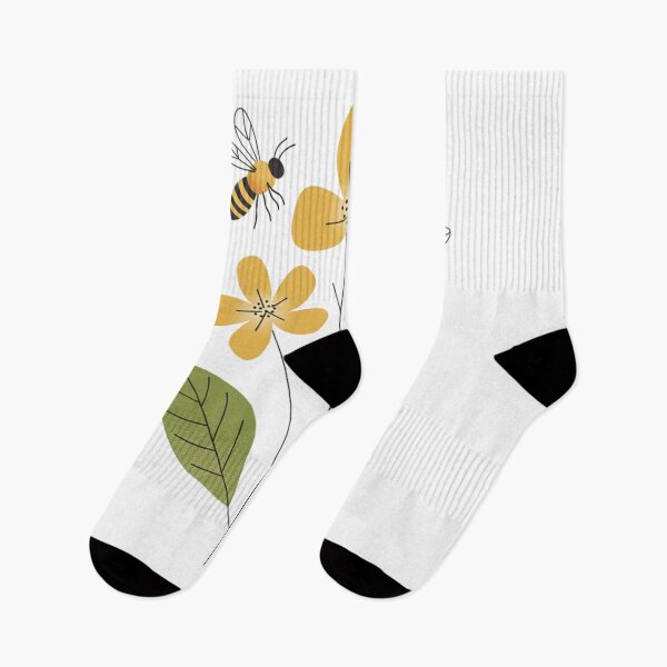 Item preview, Minimalist Bees and Yellow Flowers Illustration | Modern Botanical Design designed and sold by Vive con Fe.