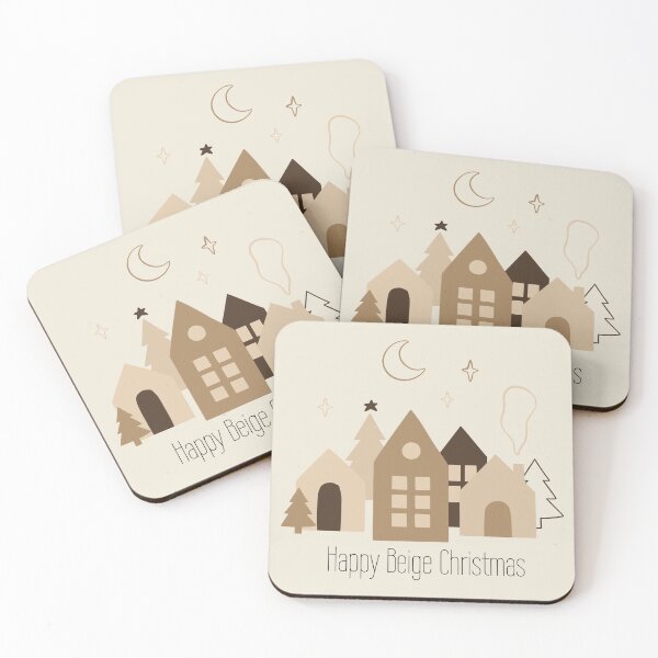 Item preview, Happy Beige Christmas - Neutral Aesthetic Winter Village Scene designed and sold by PunkLadyPond.