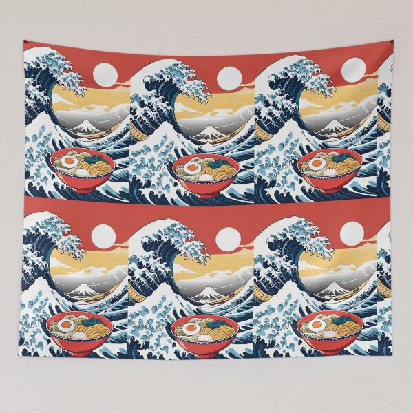 Item preview, Japanese Art Merging Ocean Waves Delicious Ramen designed and sold by ART ATTACK ZONE.