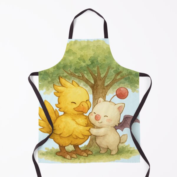 Item preview, Watercolor Chocobo Hugging Moogle – Cute Final Fantasy Art designed and sold by Beezy-Kneez.