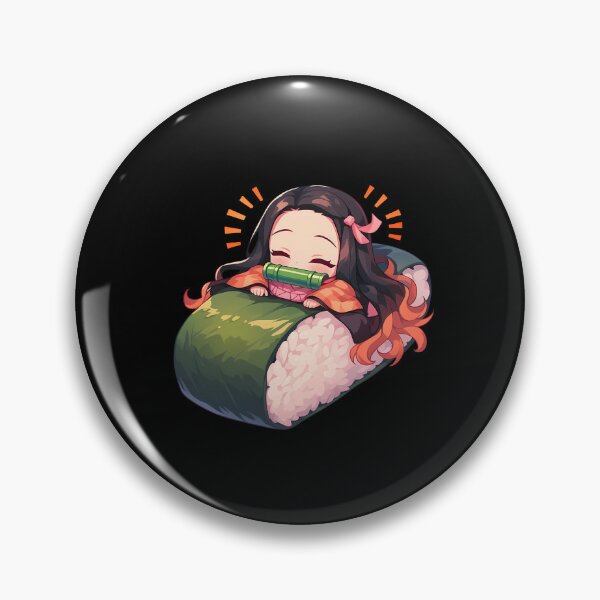 Item preview, Cheerful Nezuko Kamado Demon Slayer Chibi Sushi Anime Girl designed and sold by CarlosBender.