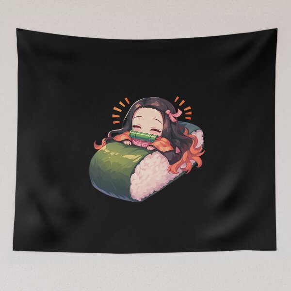Item preview, Cheerful Nezuko Kamado Demon Slayer Chibi Sushi Anime Girl designed and sold by CarlosBender.