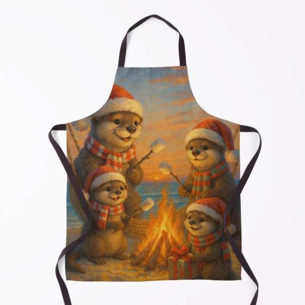 Item preview, Otter Family Campfire Christmas – Cute Tropical Holiday Scene designed and sold by printedartgoods.