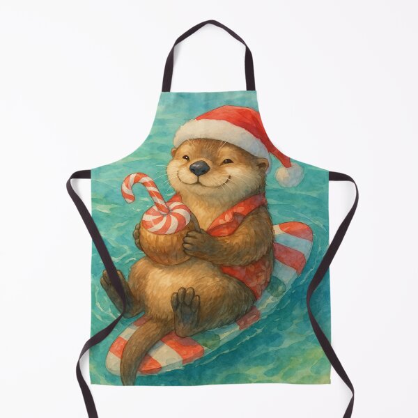 Item preview, Floating Otter Christmas – Tropical Surfboard Relaxation designed and sold by printedartgoods.