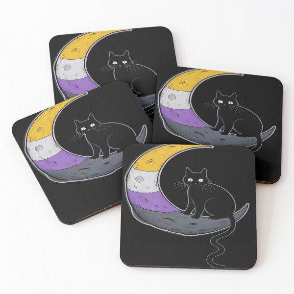 Item preview, Nonbinary Moon Space Cat LGBT Pride with NB Non-Binary designed and sold by Rackaam.