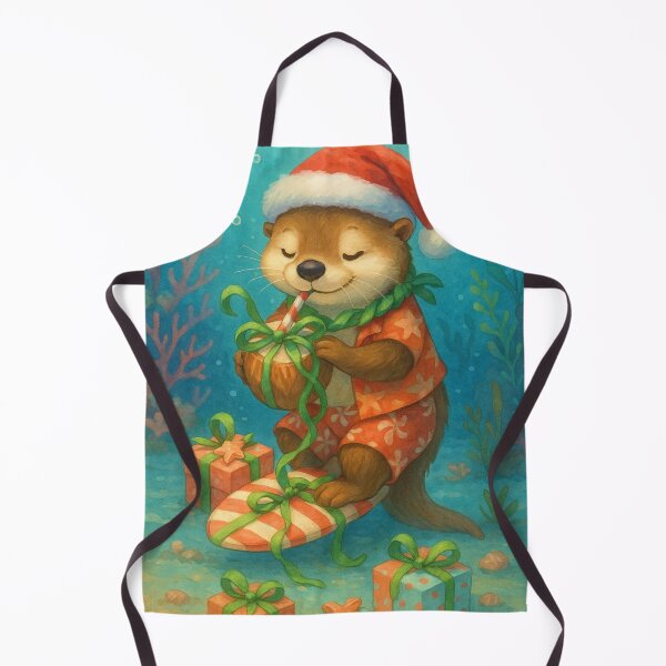 Item preview, Underwater Gift-Wrapping Otter – Tropical Christmas Magic designed and sold by printedartgoods.